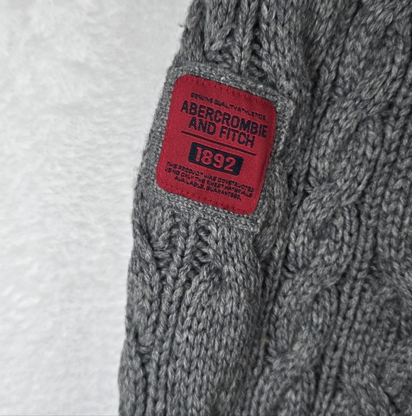 ​Vintage Y2K Abercrombie & Fitch Cable Knit Sweater Gray Crew Neck Pullover XL - Picture 9 of 14